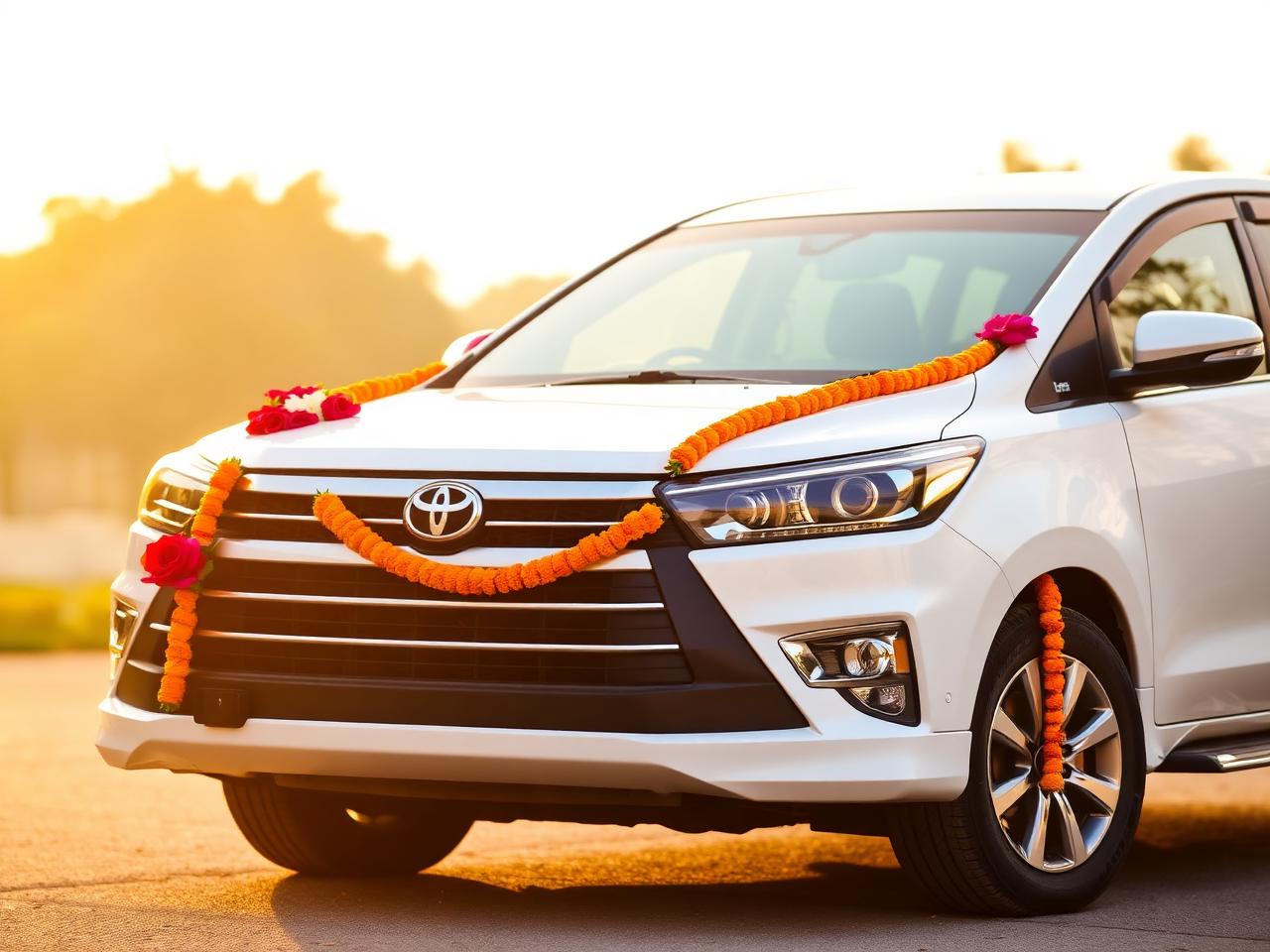Decorated luxury wedding car
